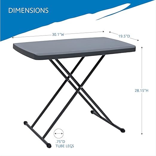 Portable Folding Table with Cross Metal Frame | 30" Wide Top | Lightweight & Sturdy | Ideal for Home, Office, and Outdoor Use