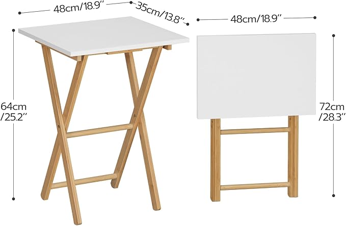 Minimalist Folding Side Table – Compact Nordic-Style Wooden Table for Dining, Coffee, or Laptop Use (18.9” Wide)