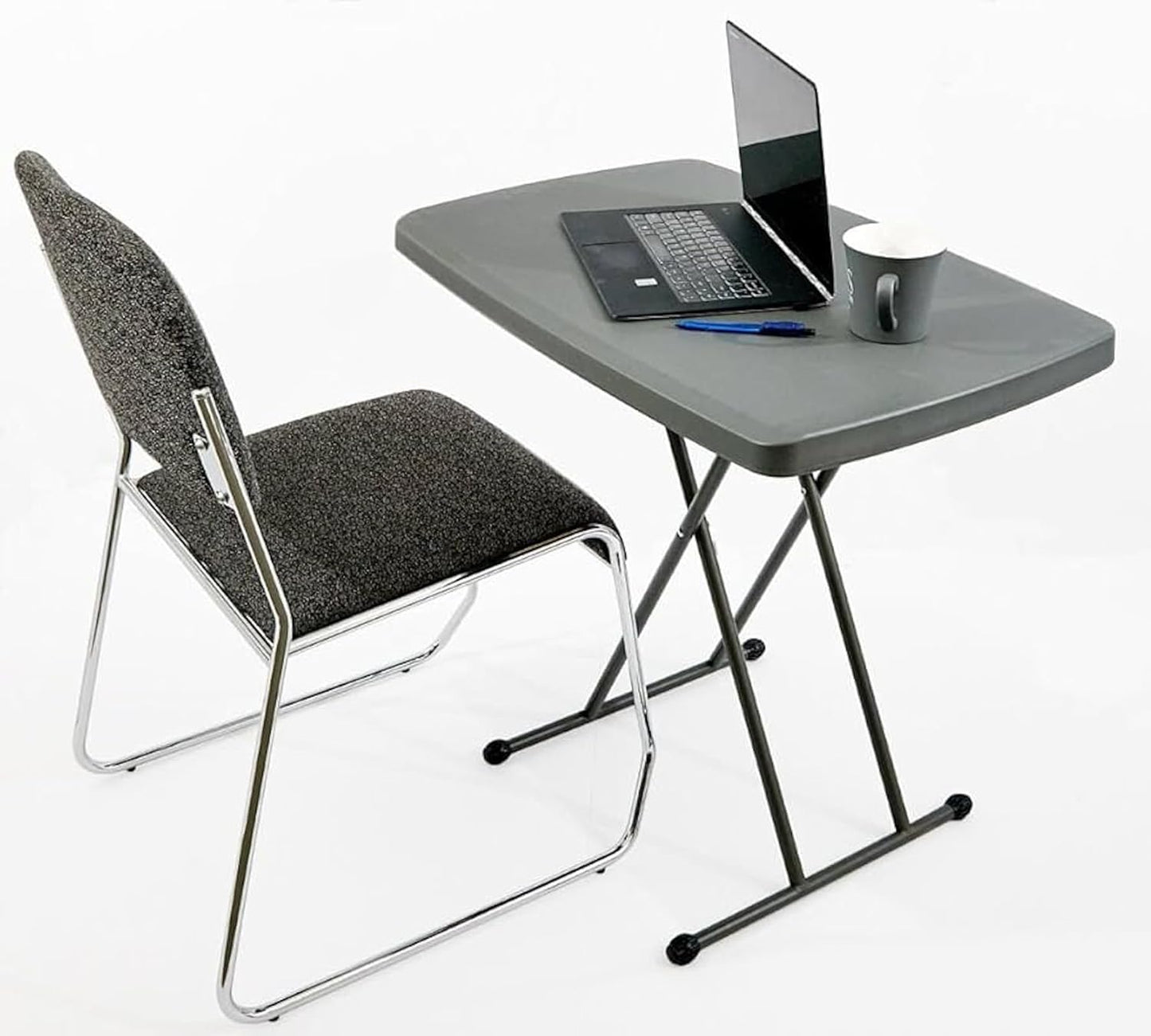 Portable Folding Table with Cross Metal Frame | 30" Wide Top | Lightweight & Sturdy | Ideal for Home, Office, and Outdoor Use