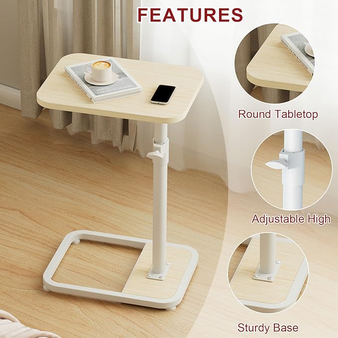 360° Swivel End Table – Compact Folding Side Table for Sofa, Bedside, or Small Spaces (15.7" × 11.8" × 31")