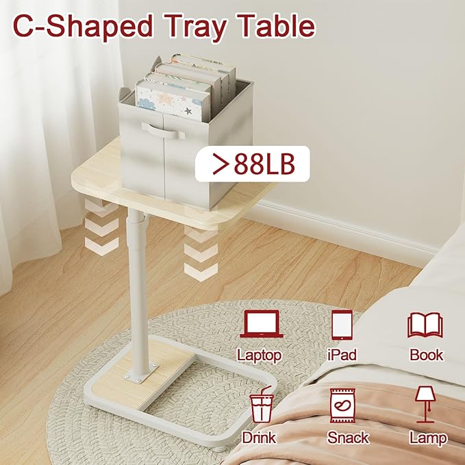 360° Swivel End Table – Compact Folding Side Table for Sofa, Bedside, or Small Spaces (15.7" × 11.8" × 31")