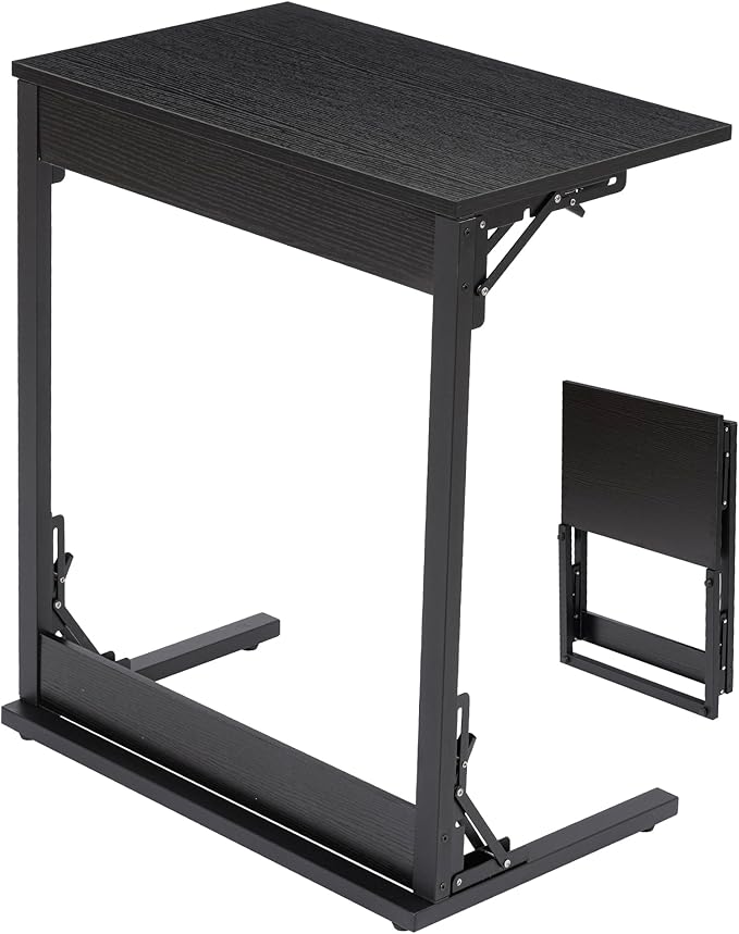 C-Shaped Folding Side Table – Portable Laptop Desk for Sofa or Bedside Use (23.6" × 14.6" × 27.5")
