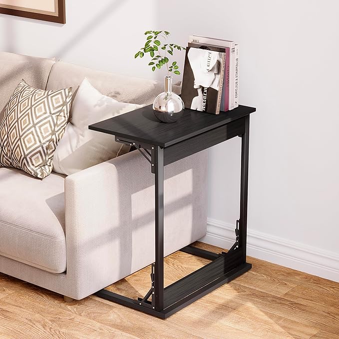 C-Shaped Folding Side Table – Portable Laptop Desk for Sofa or Bedside Use (23.6" × 14.6" × 27.5")