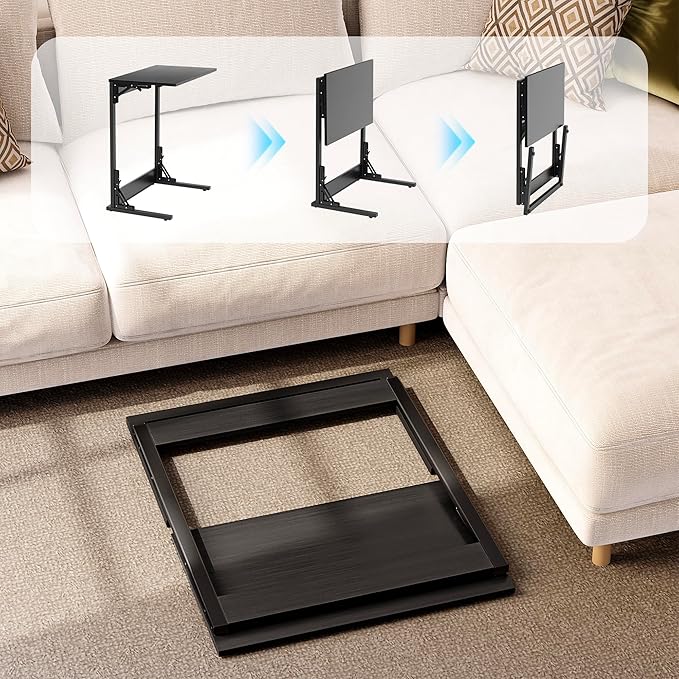 C-Shaped Folding Side Table – Portable Laptop Desk for Sofa or Bedside Use (23.6" × 14.6" × 27.5")