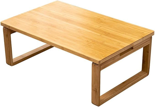 Natural Bamboo Folding Table – Minimalist Multi-Use Coffee Table for Living Room, Floor Seating, or Window Bay