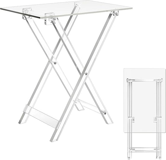 Clear Acrylic Folding Table – Lightweight Modern Side Table for Living Room, Balcony, Small Space, and Office