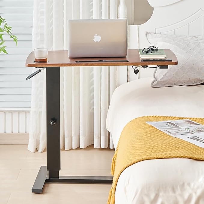 USB-Enabled Adjustable Folding Desk with Hidden Casters | Height Adjustable 26–37 in | Compact Laptop Table for Bedroom & Living Room