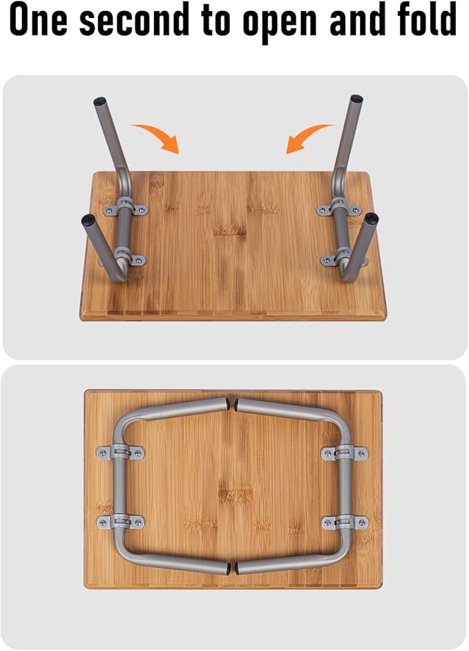 Portable Bamboo Folding Desk｜Lightweight Laptop Table with Aluminum Legs｜Mini Bed Table｜Compact Multipurpose Stand