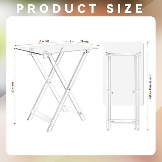 Clear Acrylic Folding Table – Lightweight Modern Side Table for Living Room, Balcony, Small Space, and Office