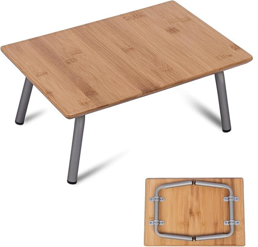 Portable Bamboo Folding Desk｜Lightweight Laptop Table with Aluminum Legs｜Mini Bed Table｜Compact Multipurpose Stand