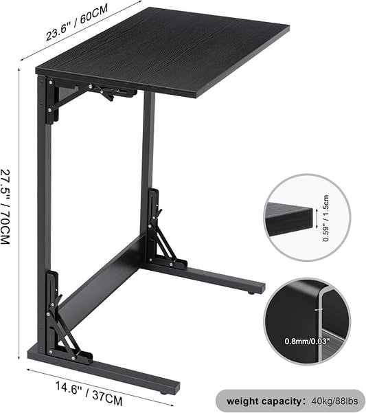 C-Shaped Folding Side Table – Portable Laptop Desk for Sofa or Bedside Use (23.6" × 14.6" × 27.5")