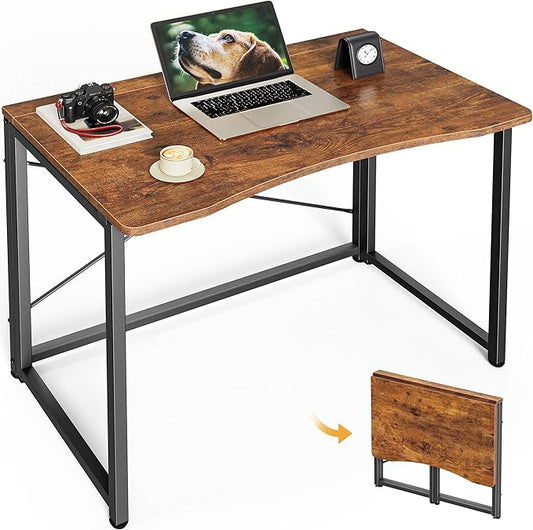 Vintage Wood Foldable Desk｜Compact and Portable Writing Table｜No-Assembly Folding Study Table｜Space-Saving Workstation