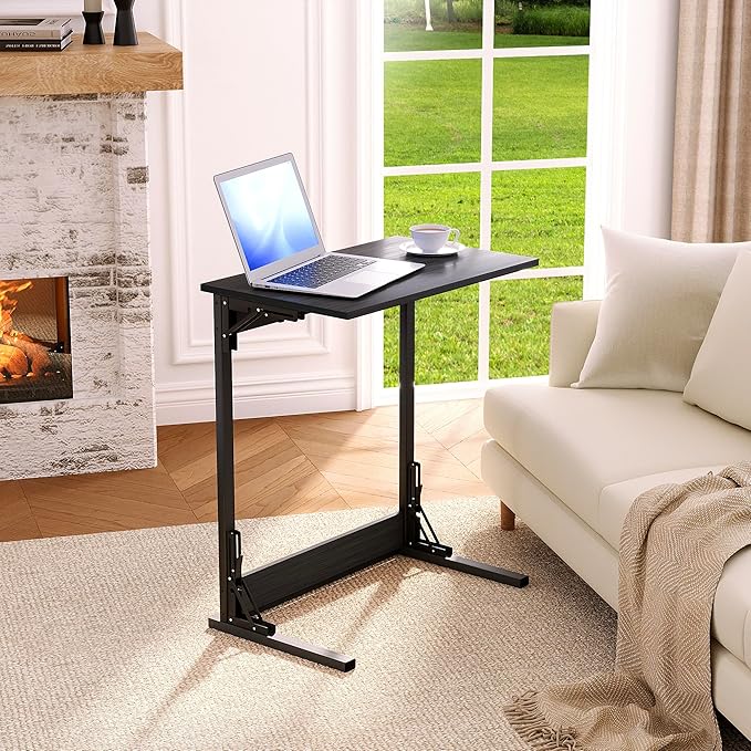 C-Shaped Folding Side Table – Portable Laptop Desk for Sofa or Bedside Use (23.6" × 14.6" × 27.5")